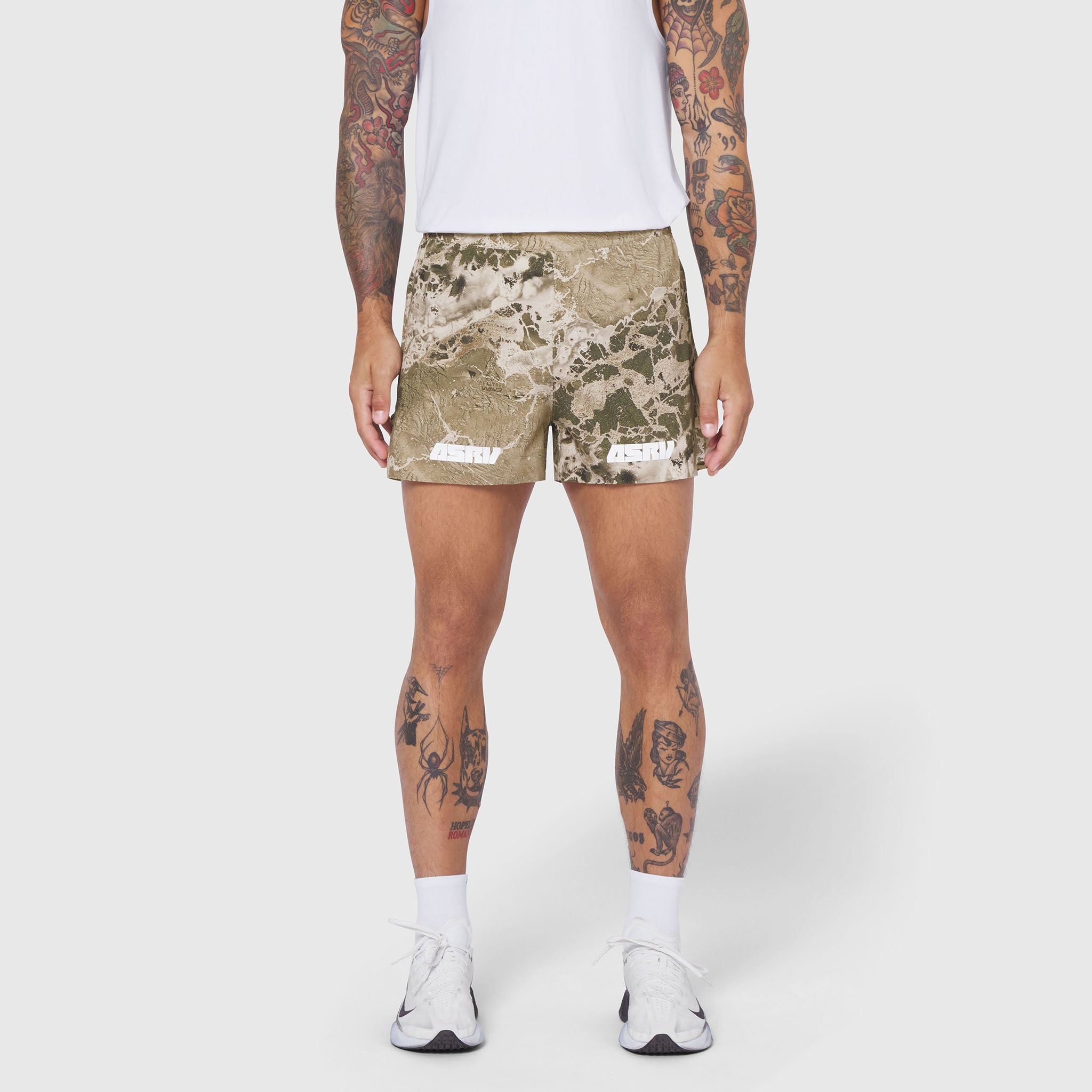 Aerotex Distance Short in Realtree WAV3 Blade camo, front view on model