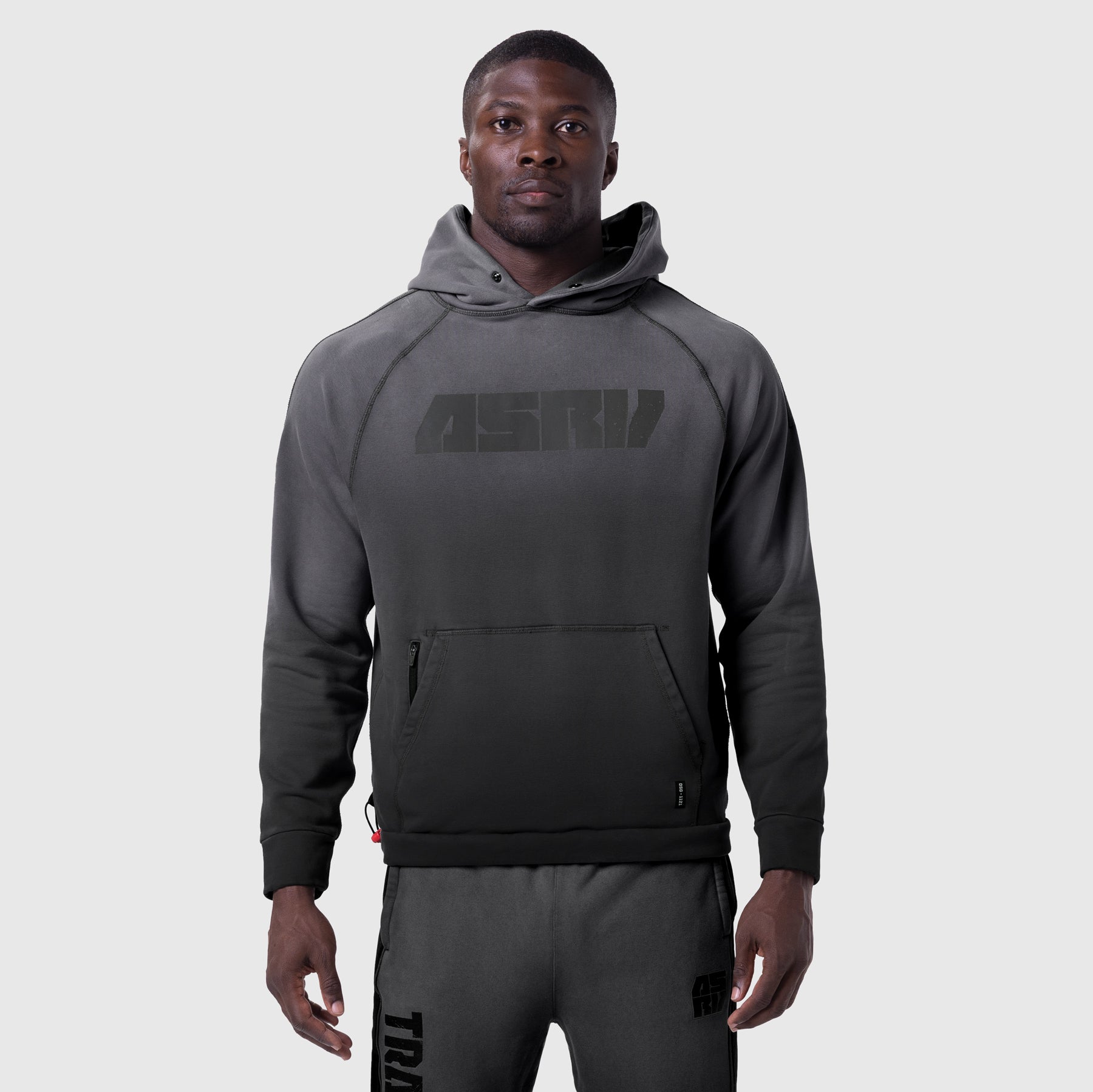 Black Tech-Terry Training Hoodie worn by model, front view