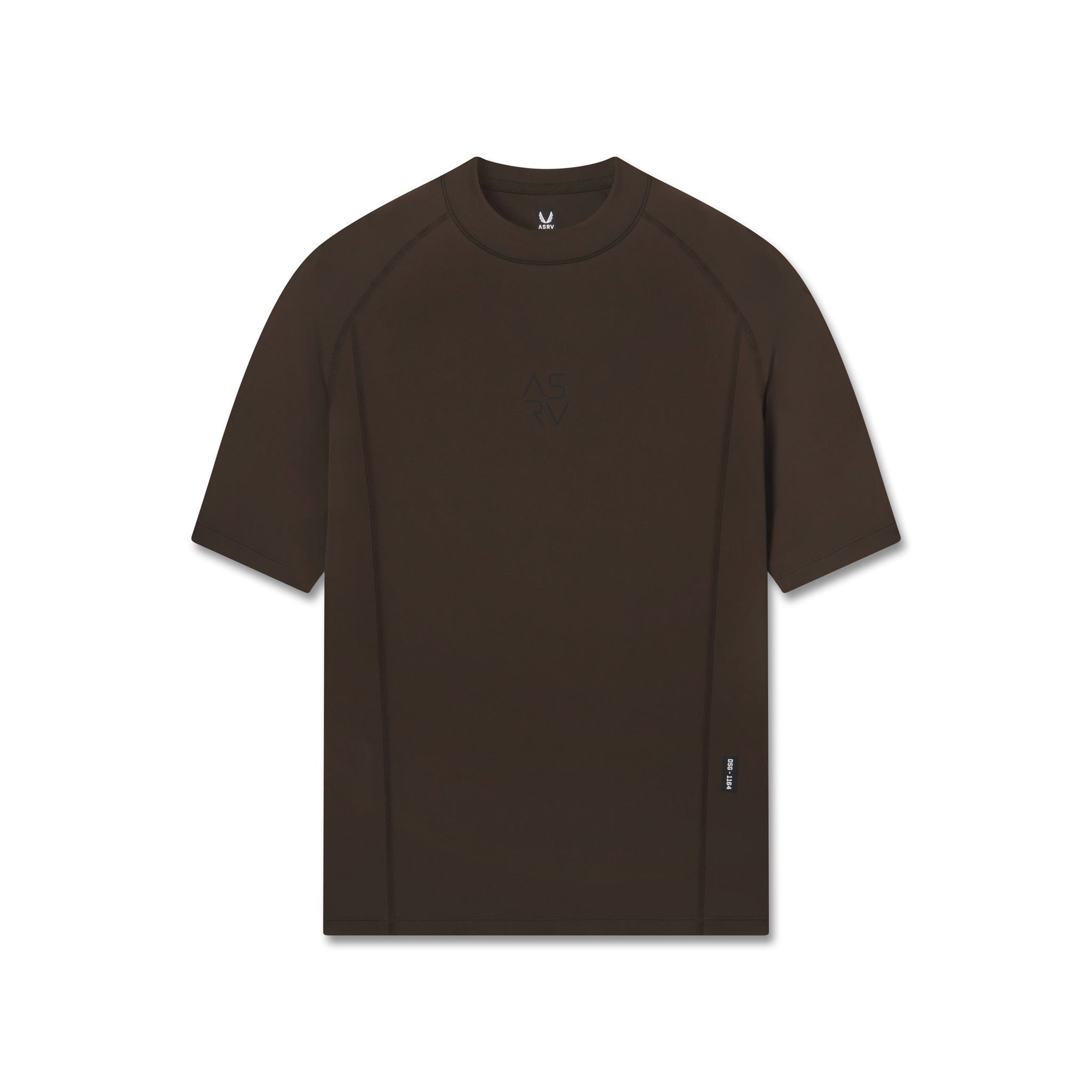 flatlay LYCRA® ADAPTIV Baselayer Shortsleeve in Dark Earth, front view