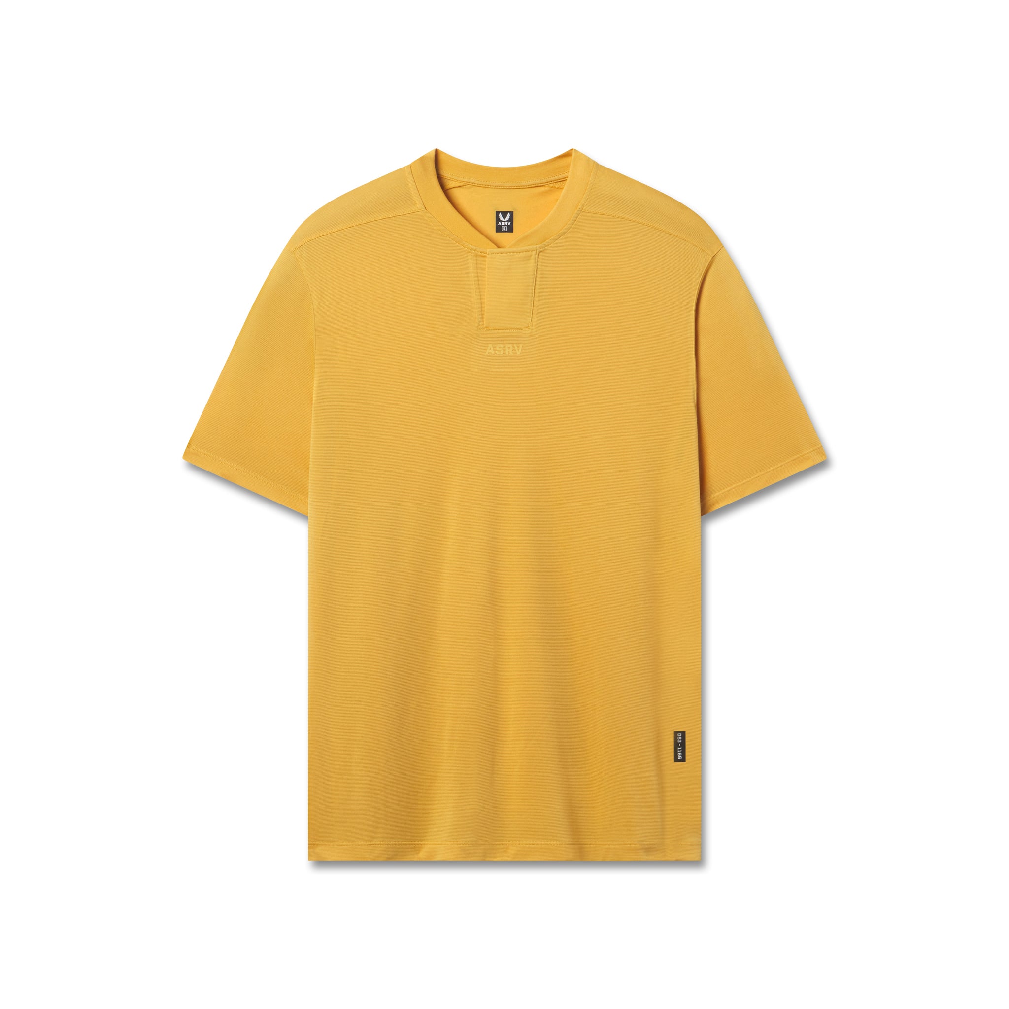 Polartec® Delta Polo in amber yellow, front view on invisible model