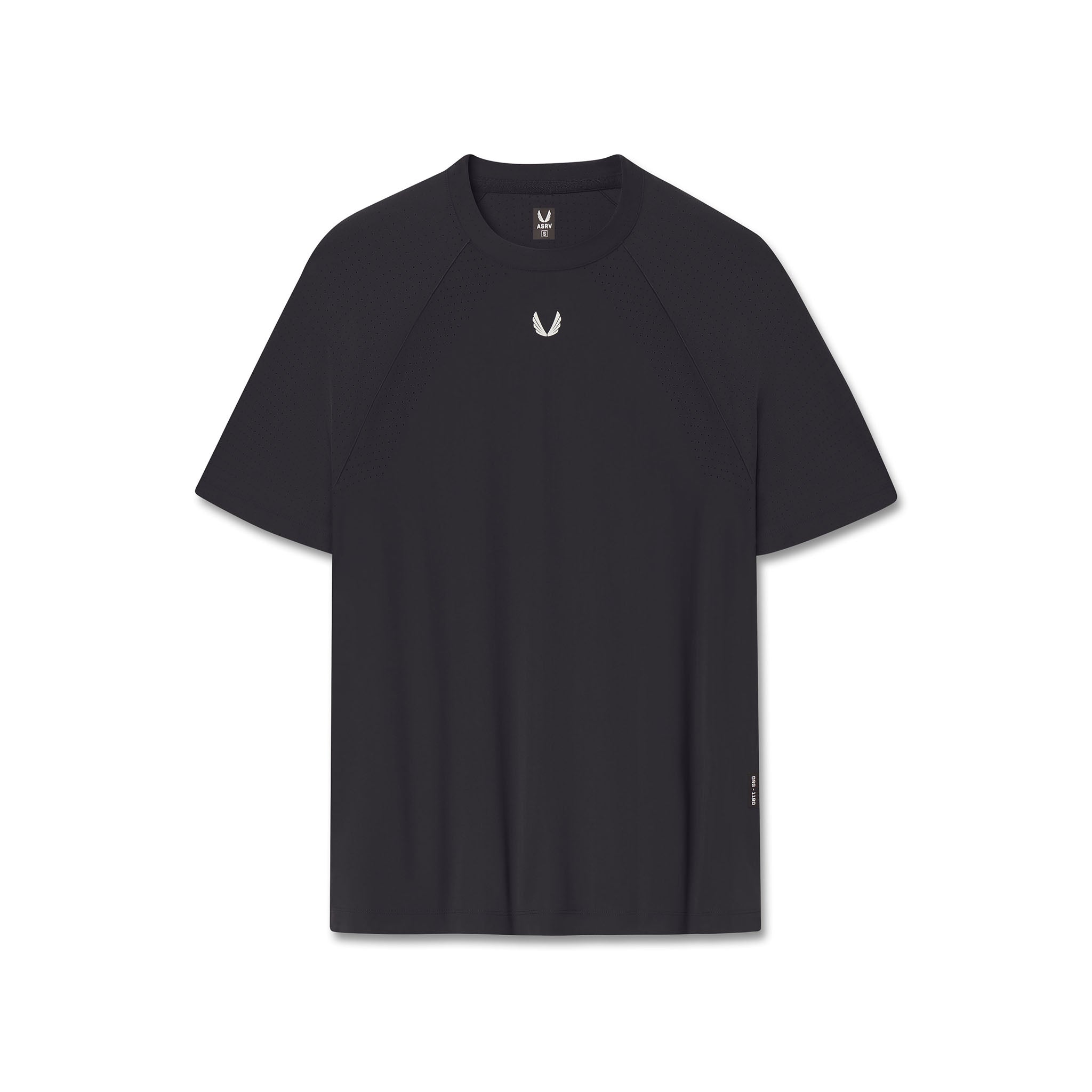 flatlay Laser-Vent™ Training Tee in black, front view