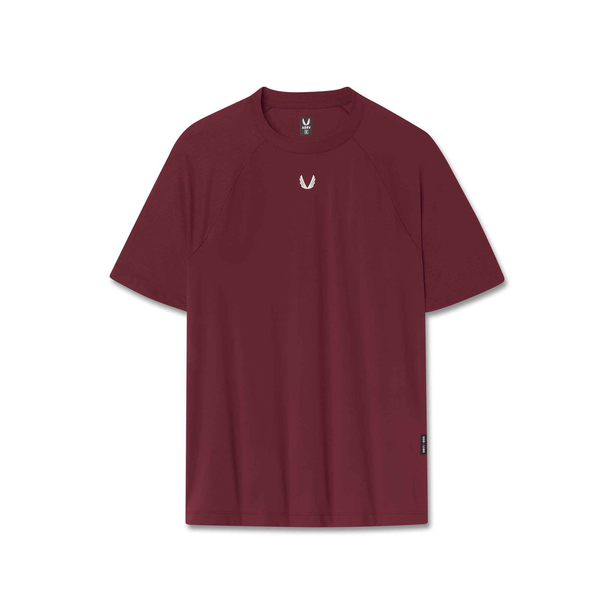 Flatlay of Laser-Vent™ Training Tee in crimson, front view