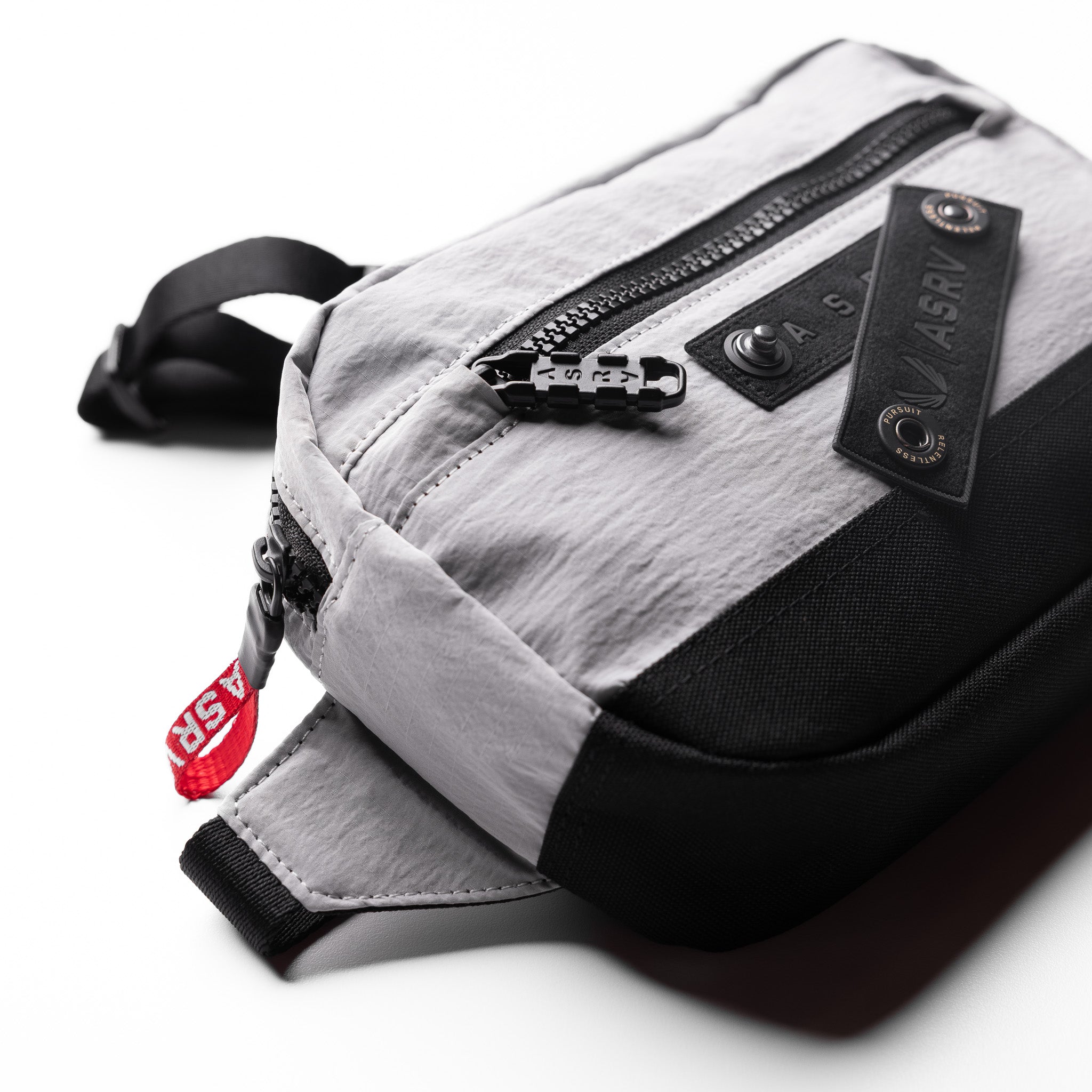 Flatlay 1231 Ripstop Crossbody Bag in slate grey, angled view