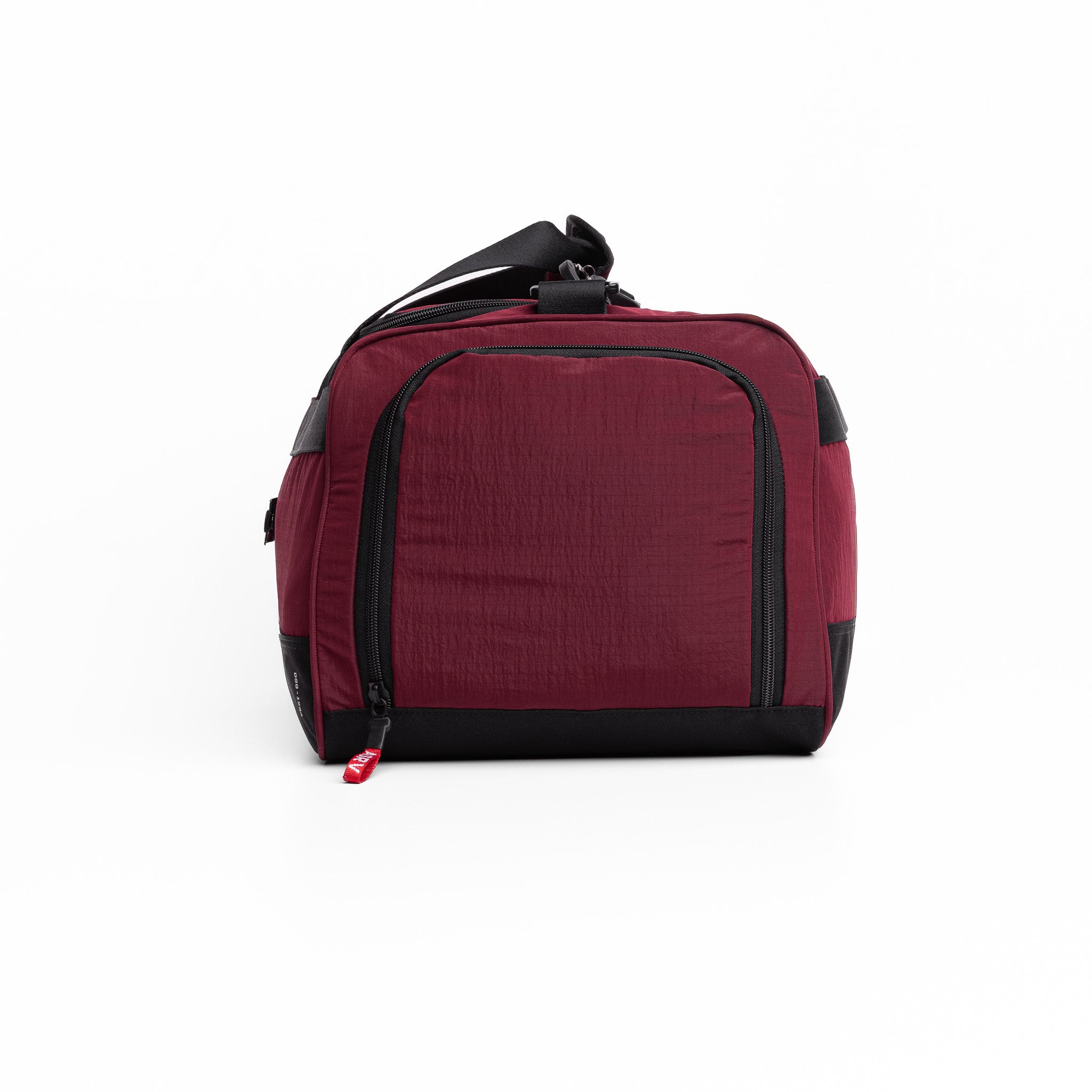 Flatlay 1234 Ripstop Duffle Bag in Crimson, front view