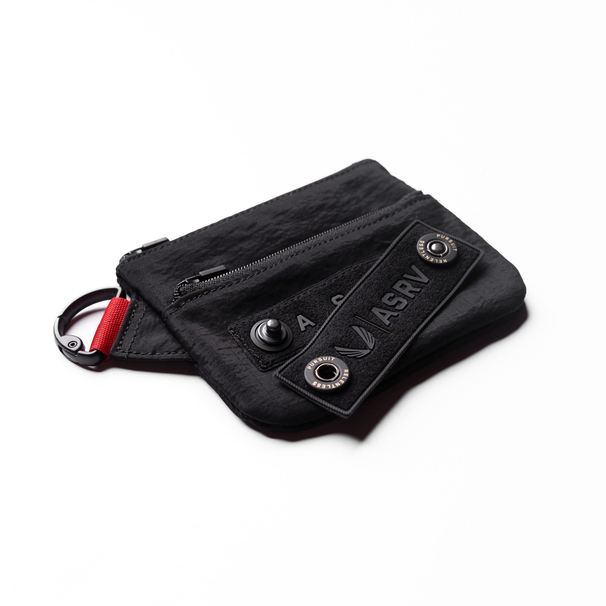 Flatlay 1235 Ripstop Clip Bag in black, angled view