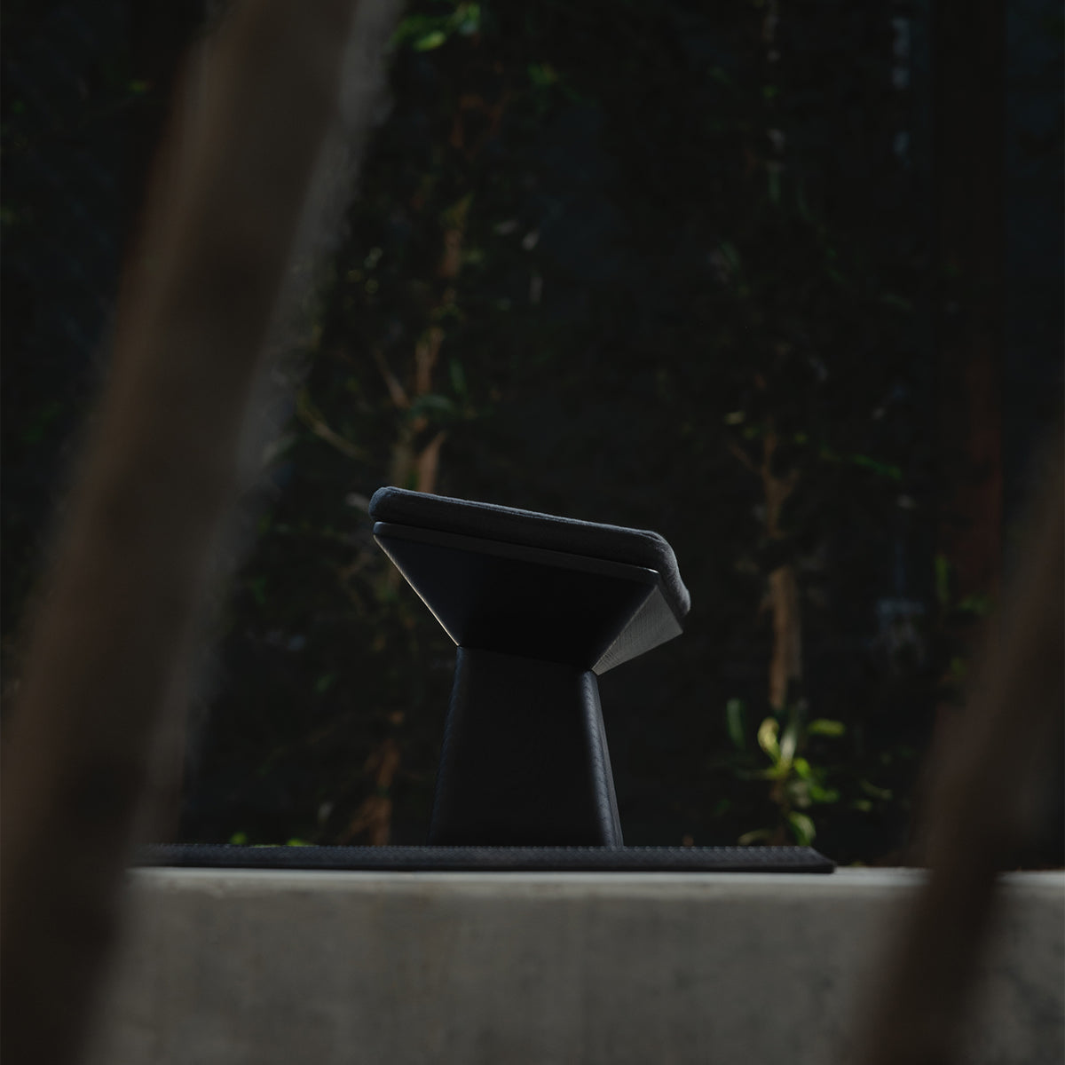 ASRV x Walden Meditation Bench in black, front view with natural background