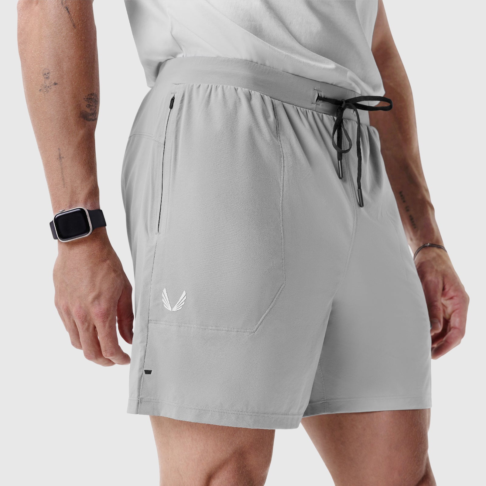 Aerotex Training Short in slate grey worn by model, side view