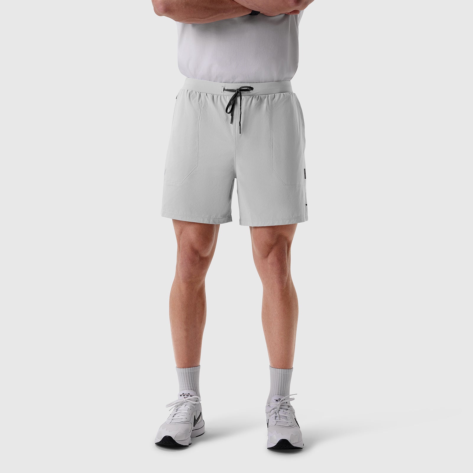 Aerotex™ 6" Training Short in slate grey, worn by model, front view