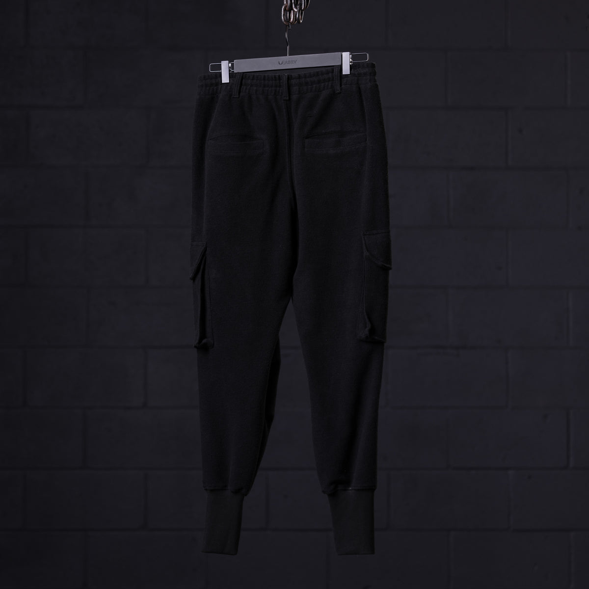 WN'21 Reverse Weave Jogger in black, front view on hanger