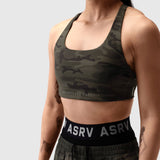 W039. LYCRA® Hybrid Sports Bra - Dark Camo