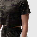 W018. AeroSilver® Cropped Tee - Dark Camo