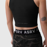 W023. Lycra® Ribbed Mockneck Tank - Black