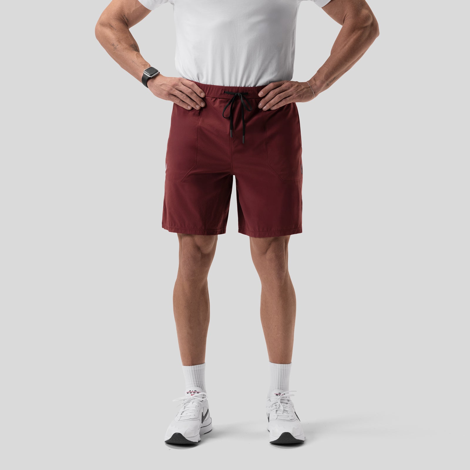 Aerotex™ 8" Training Short in crimson, worn by model front view