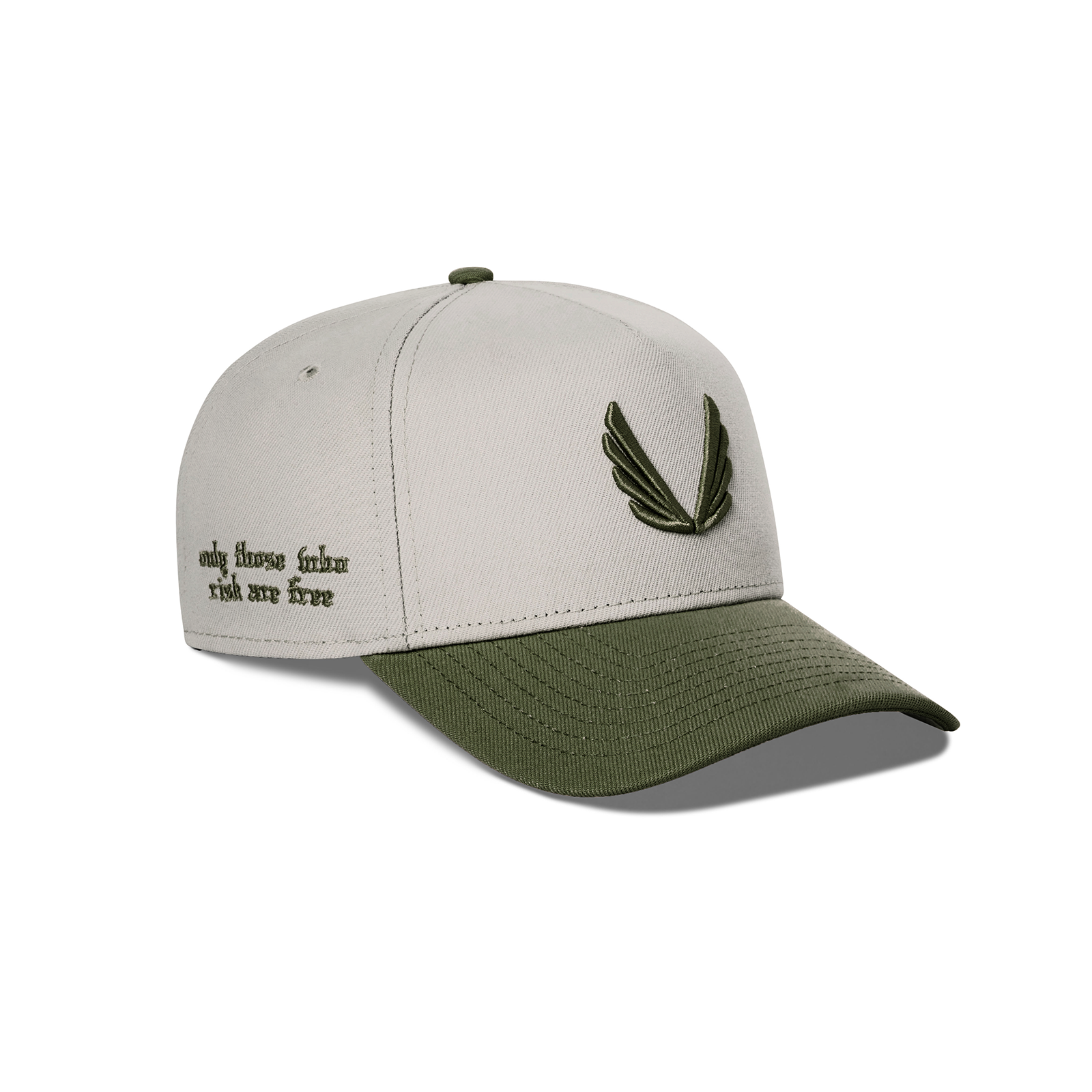 flatlay New Era 9Forty A-Frame Hat in Stone and Faded Olive, front view