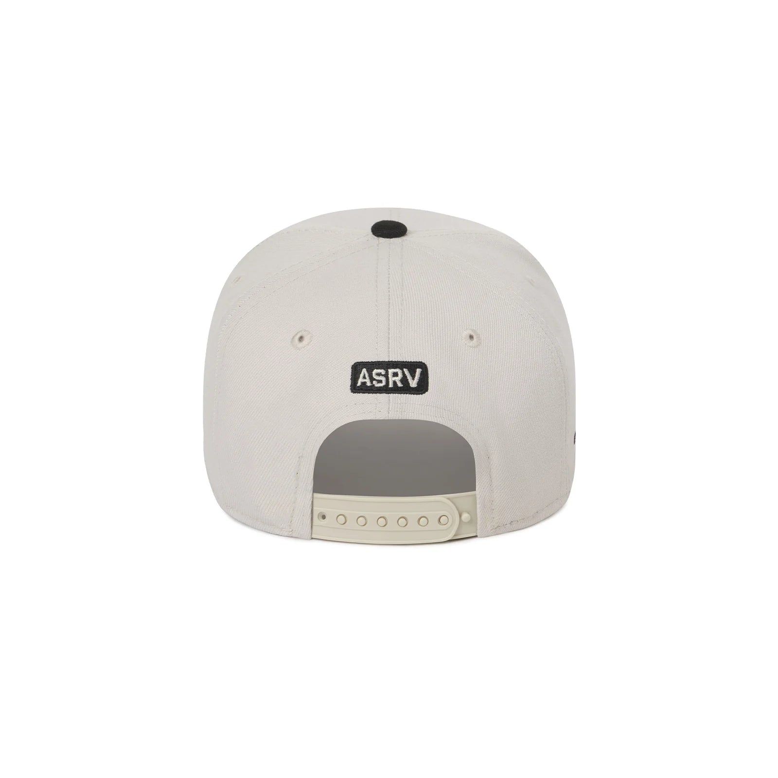 flatlay New Era 9Forty A-Frame Hat in stone and black, back view