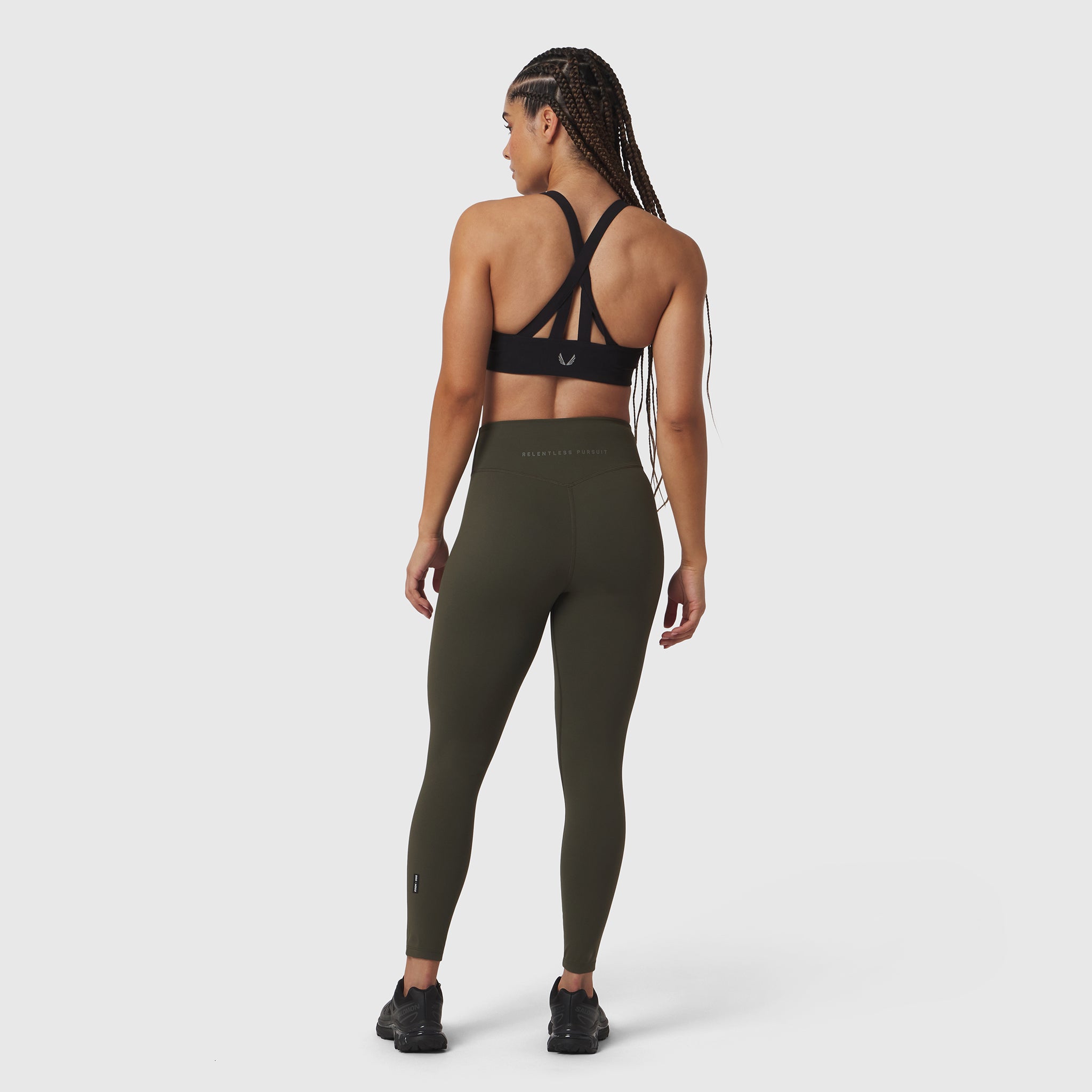 W002 LYCRA® ADAPTIV Legging in olive, rear view on model
