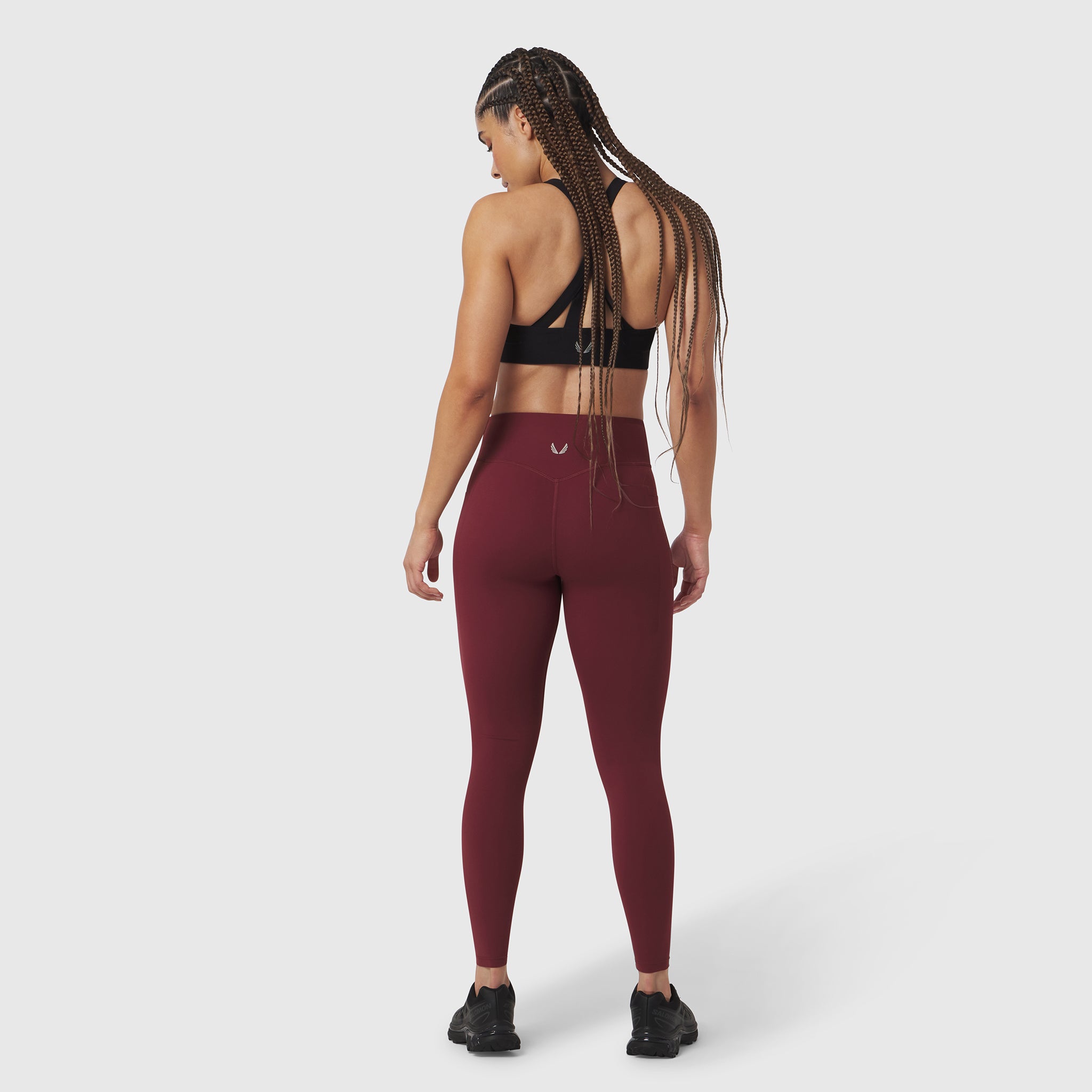 Crimson LYCRA® ADAPTIV 4 Pocket Legging worn by model, back view
