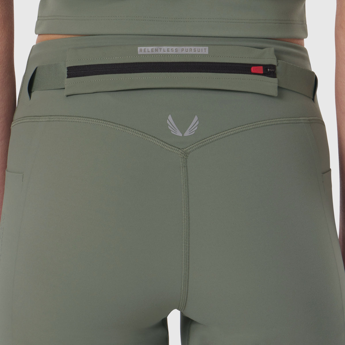 W029 LYCRA® 3-in-1 Biker Short in sage, worn by model, back view