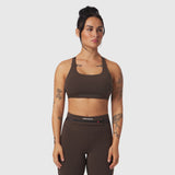 W039. LYCRA® Hybrid Sports Bra - Dark Earth