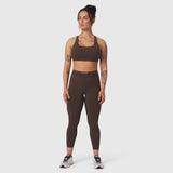W039. LYCRA® Hybrid Sports Bra - Dark Earth