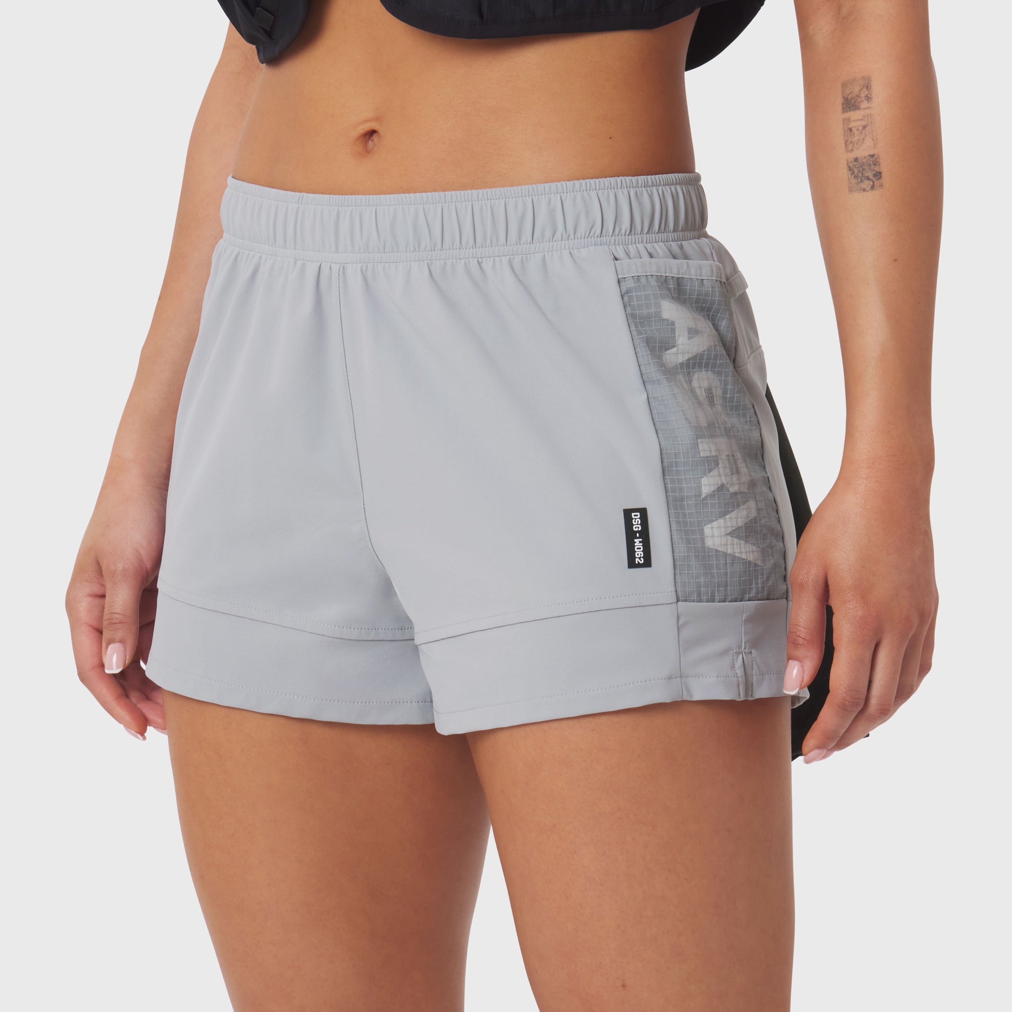 Tetra-Lite Adventure Short in slate grey worn by model, side view