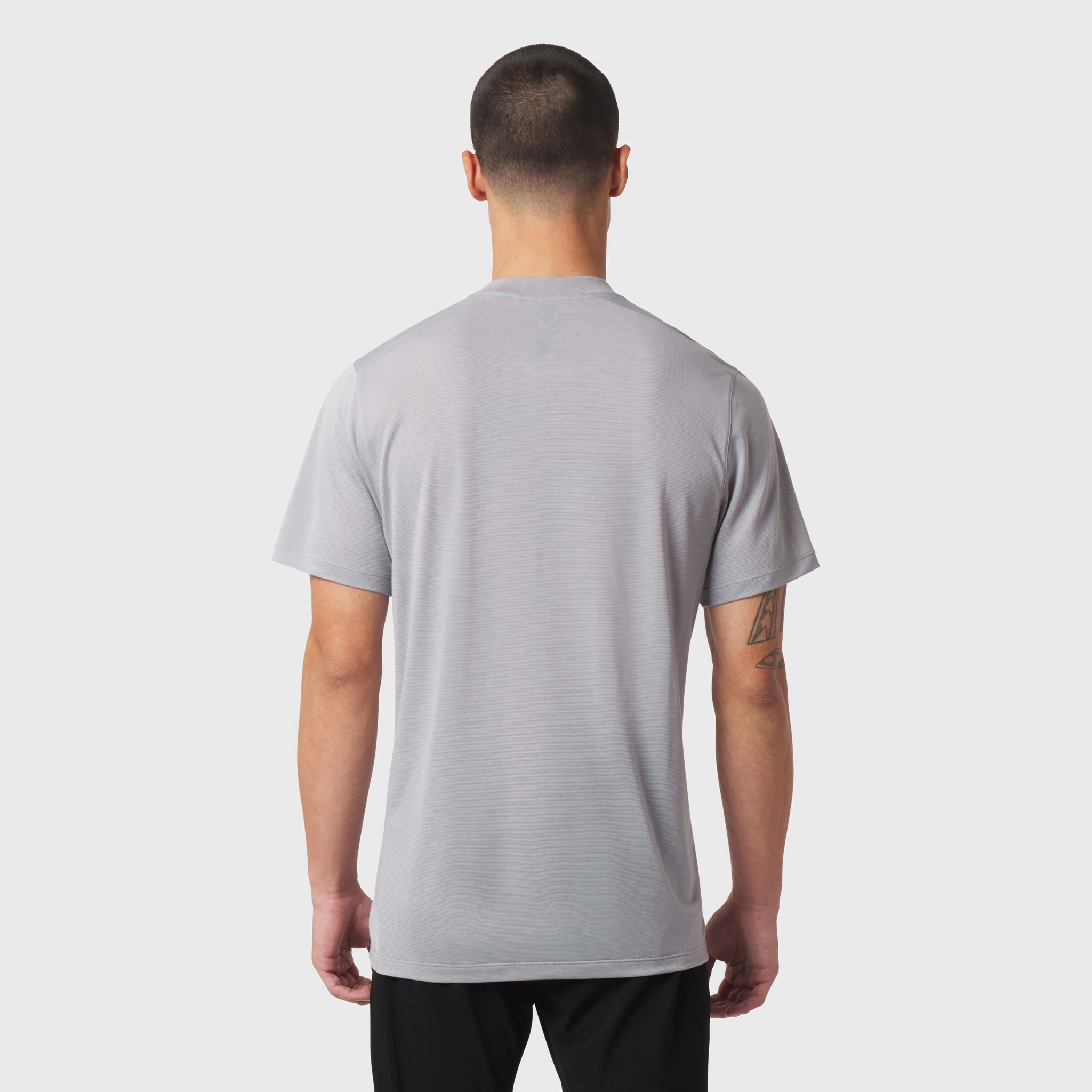 Polartec® Delta Polo in slate grey, back view on model