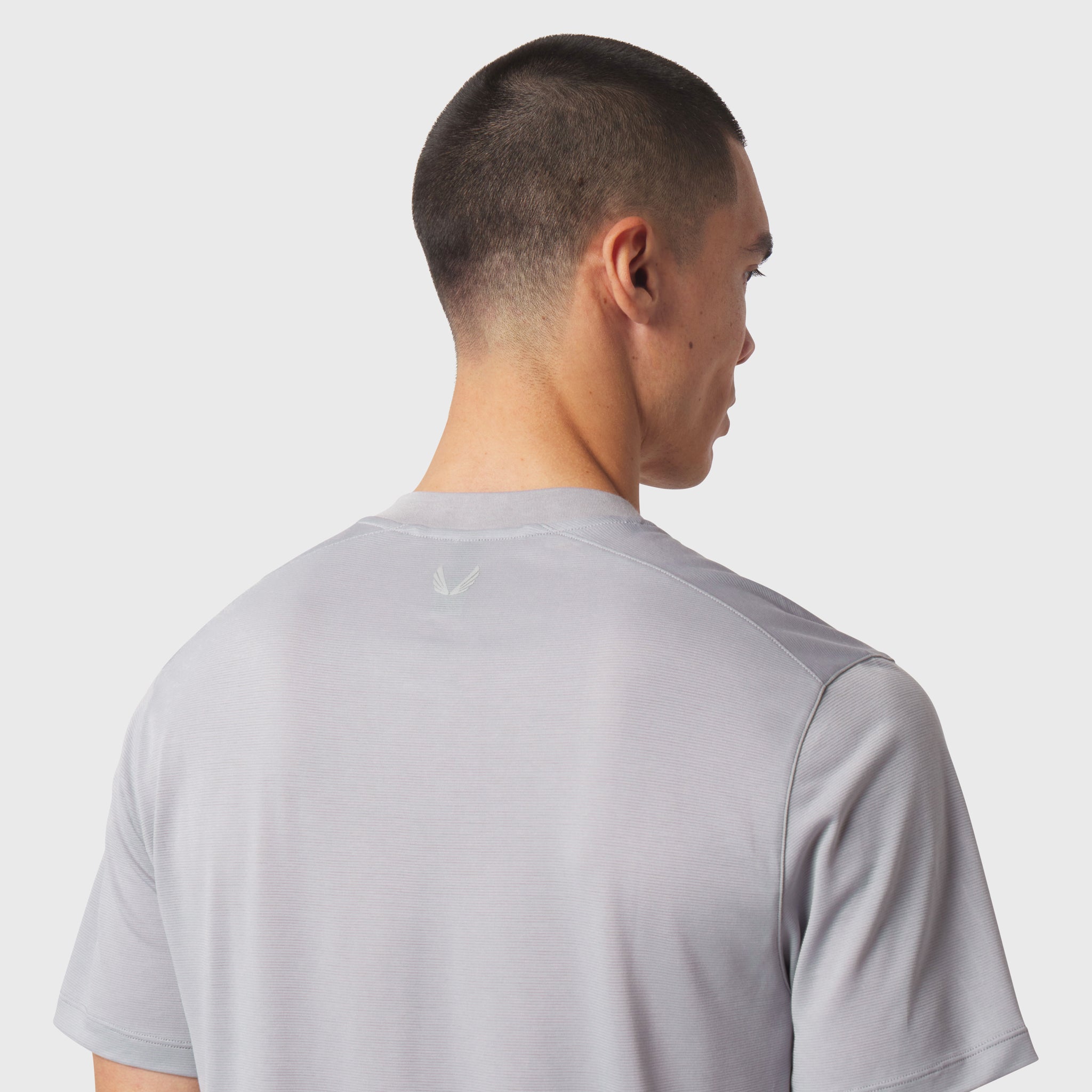 Polartec® Delta Polo in slate grey, rear view on model