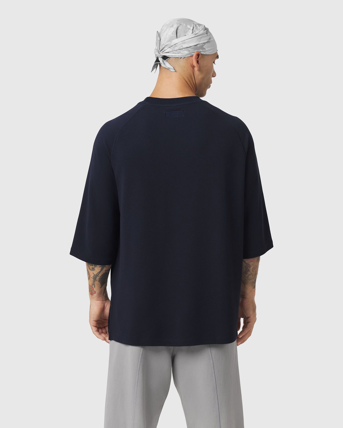 1203. Tech-Waffle™ 3/4-Sleeve Oversized Tee - Navy