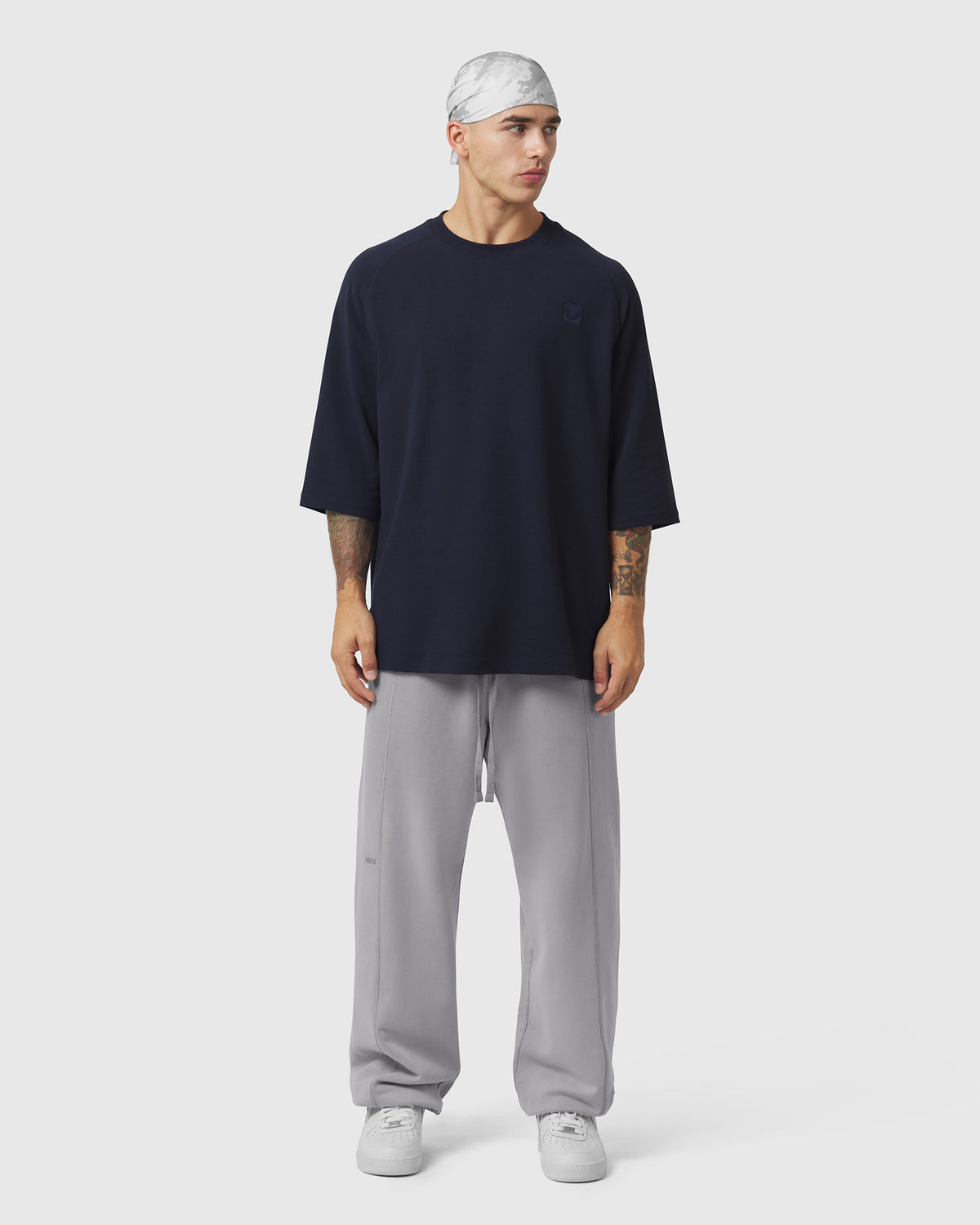 1203. Tech-Waffle™ 3/4-Sleeve Oversized Tee - Navy