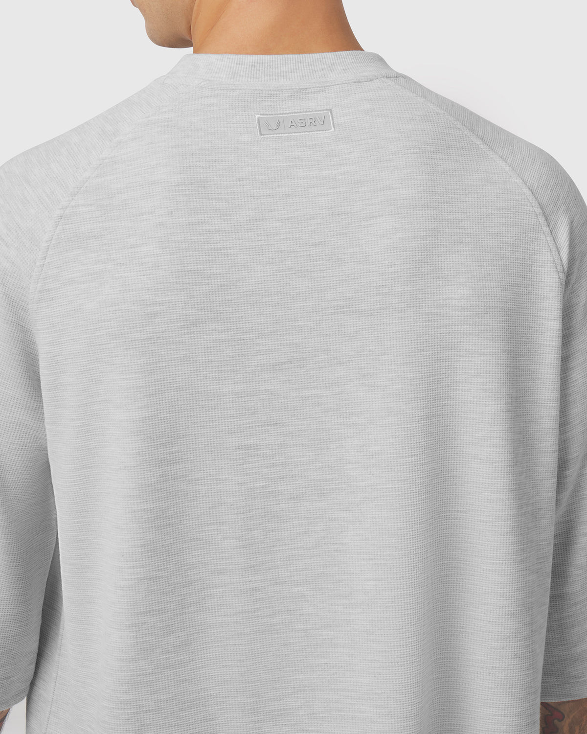 1203. Tech-Waffle™ 3/4-Sleeve Oversized Tee - Heather Grey