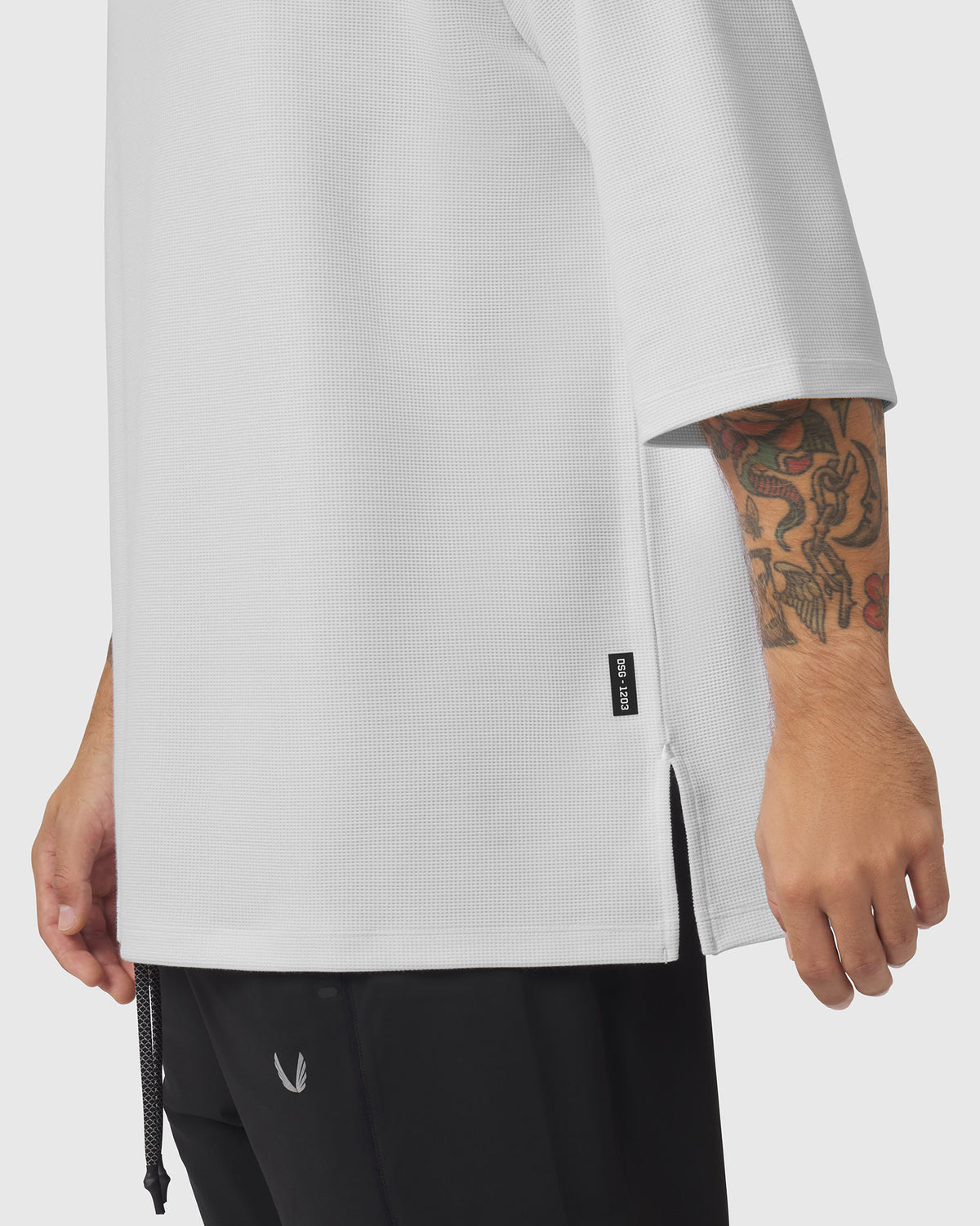 1203. Tech-Waffle™ 3/4-Sleeve Oversized Tee - White