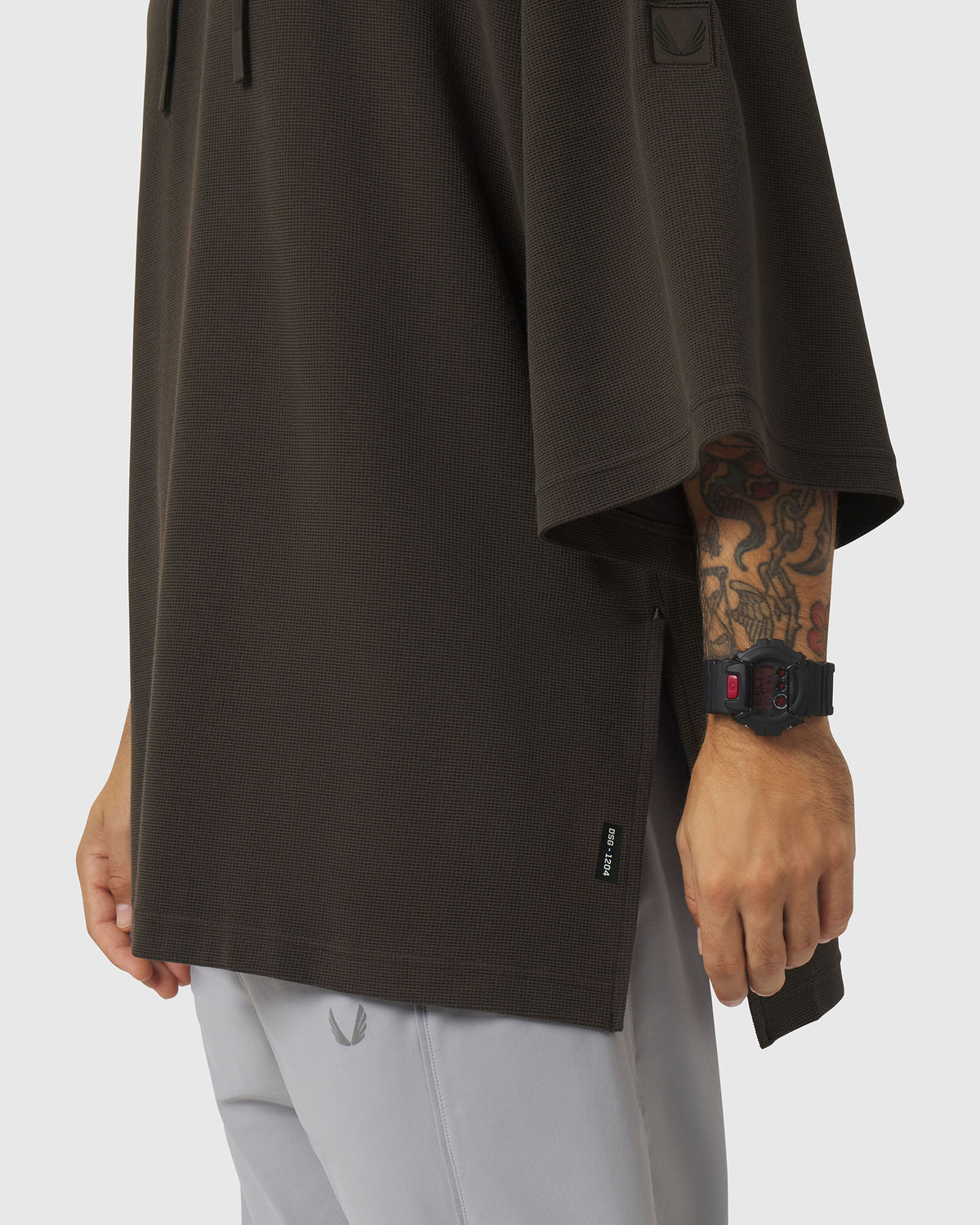 1204. Tech-Waffle™ Short Sleeve Oversize Hoodie - Dark Earth
