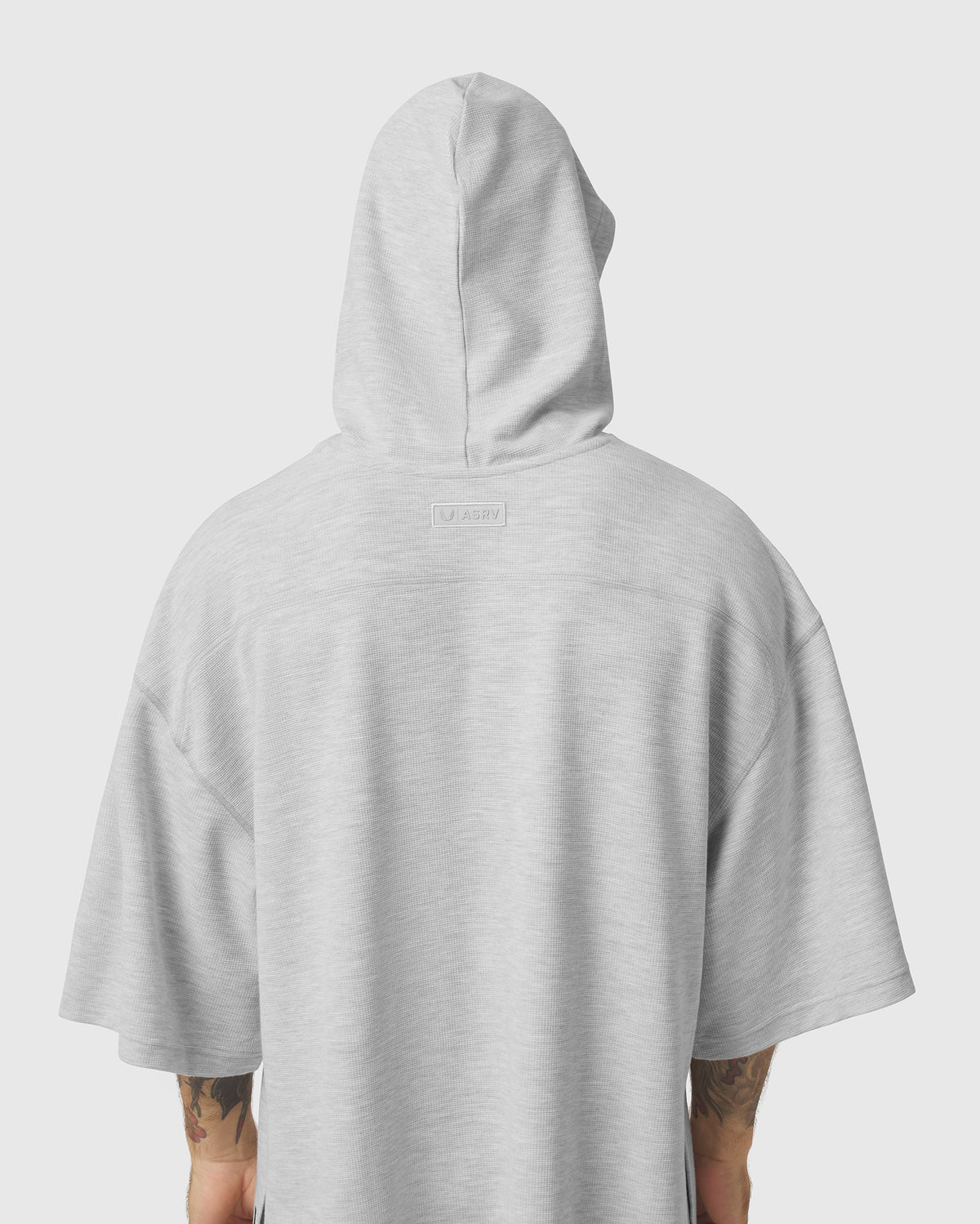 1204. Tech-Waffle™ Short Sleeve Oversize Hoodie - Heather Grey