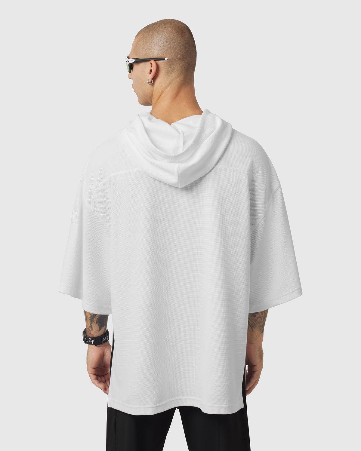 1204. Tech-Waffle™ Short Sleeve Oversize Hoodie - White