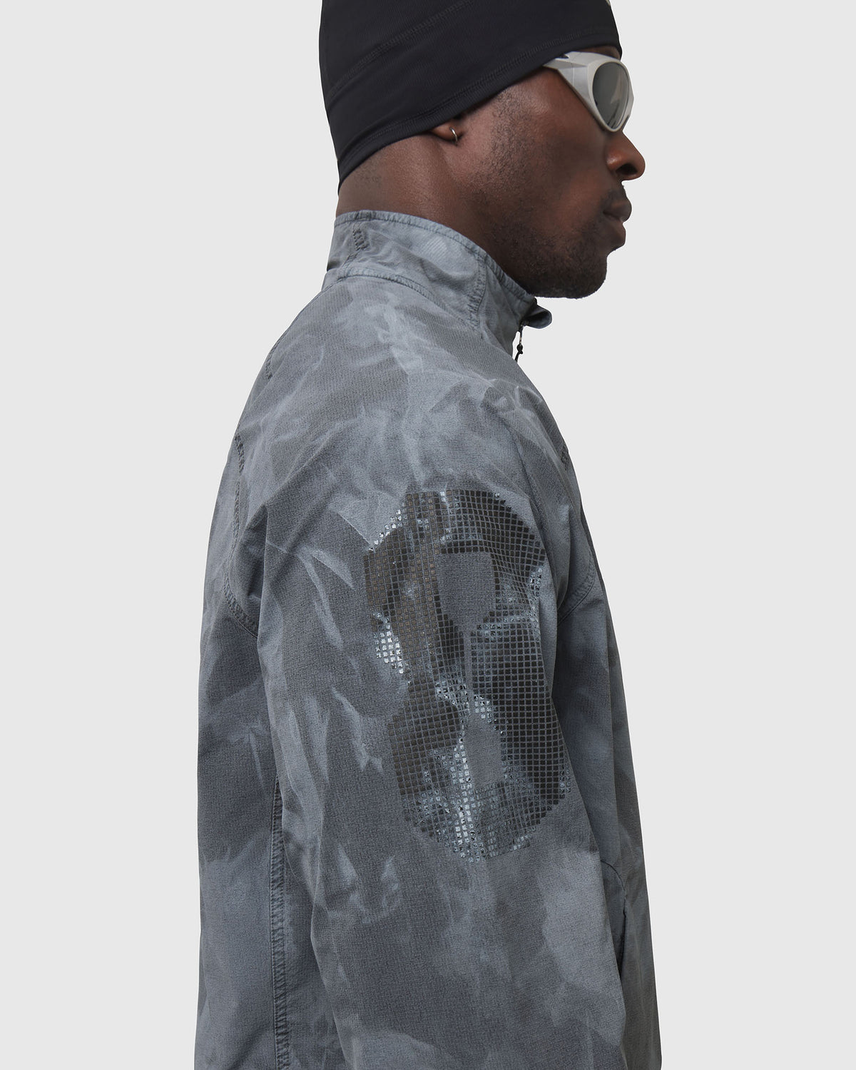 1243. Garment Dyed Ripstop Zip Jacket - Black