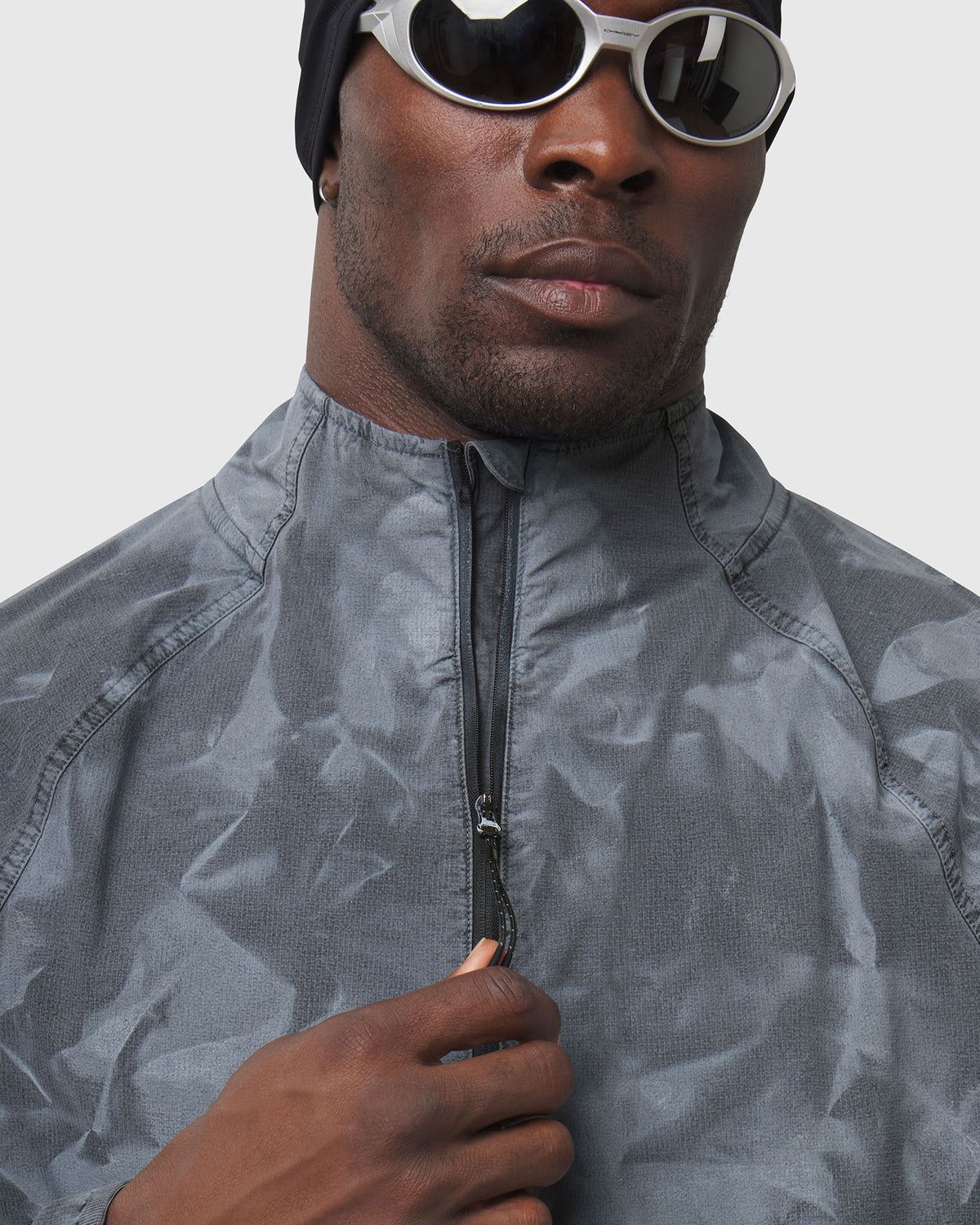 1243. Garment Dyed Ripstop Zip Jacket - Black
