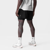 0951. Aerotex™ 4" High Split Liner Short - Black/Black