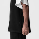 0946. Waffle Knit Oversized Tee - Black/White