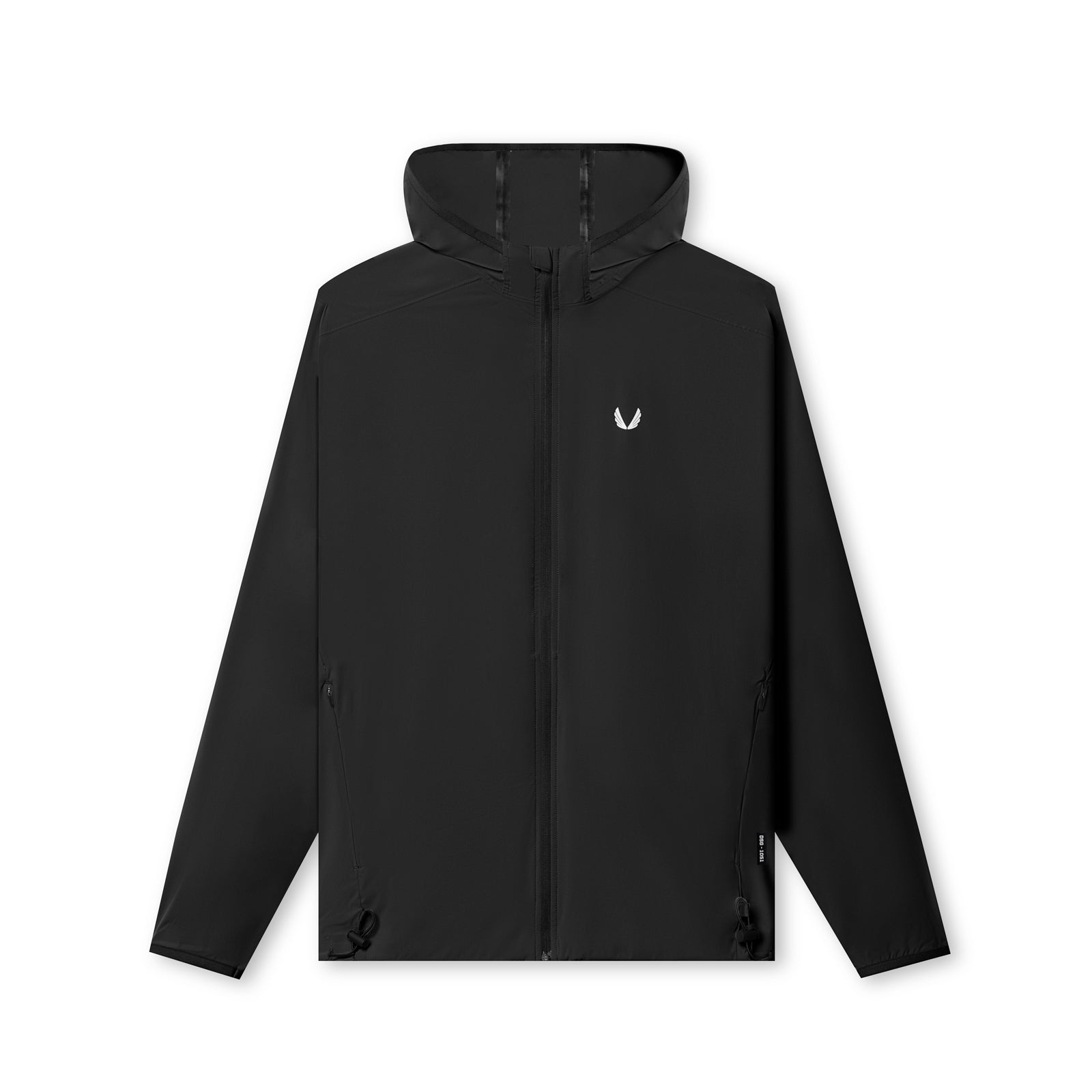 flatlay Aerotex Lightweight Windbreaker in black, front view