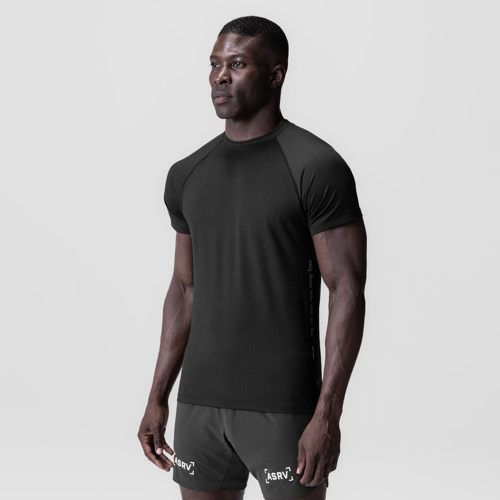 Black 3D-Lite® 2.0 Lycra® fitted tee worn by male model, front-facing pose