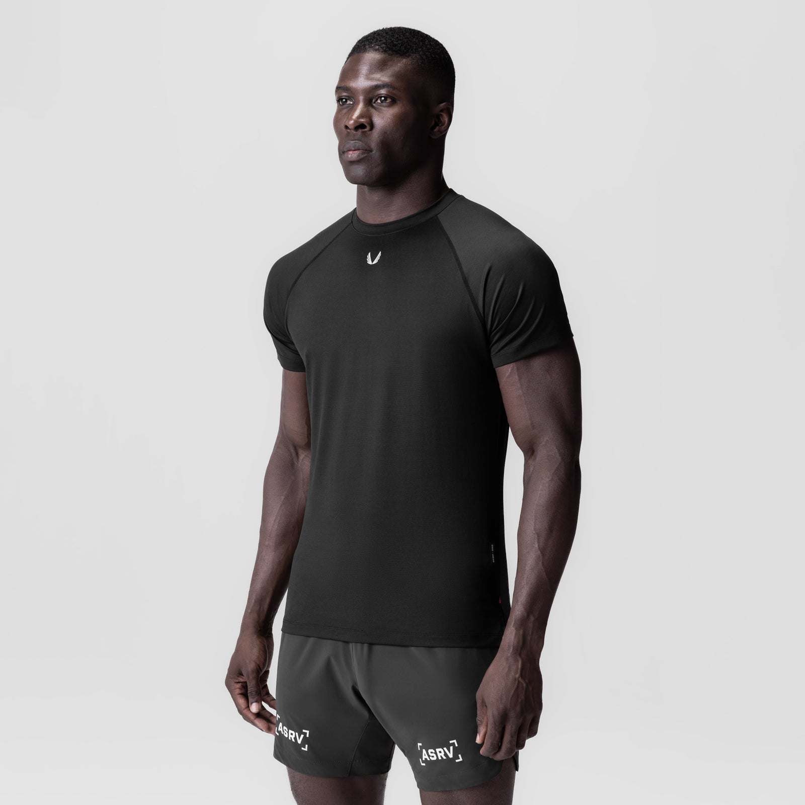 3D-Lite® 2.0 Lycra® Fitted Tee in black worn by model, front three-quarter view