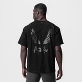 0797. Tech Essential™ Relaxed Tee - Black/Black "Brush Wings/ASRV"