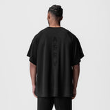 0946. Waffle Knit Oversized Tee - Black/Black