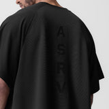 0946. Waffle Knit Oversized Tee - Black/Black