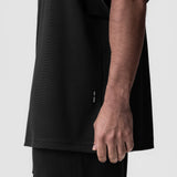 0946. Waffle Knit Oversized Tee - Black/Black