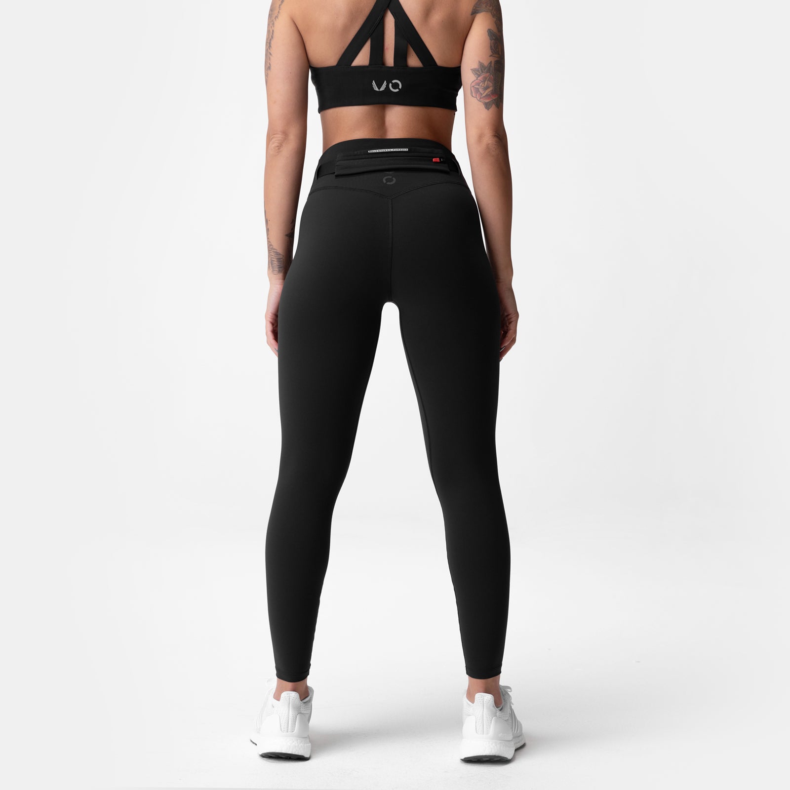 Black ASRV Lycra 3-in-1 legging on model, back view