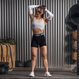 W027. Lycra® Ribbed Short - Black