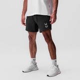 0867. Tech-Terry™ Sidelock Sweat Short - Black "Stacked Wings"