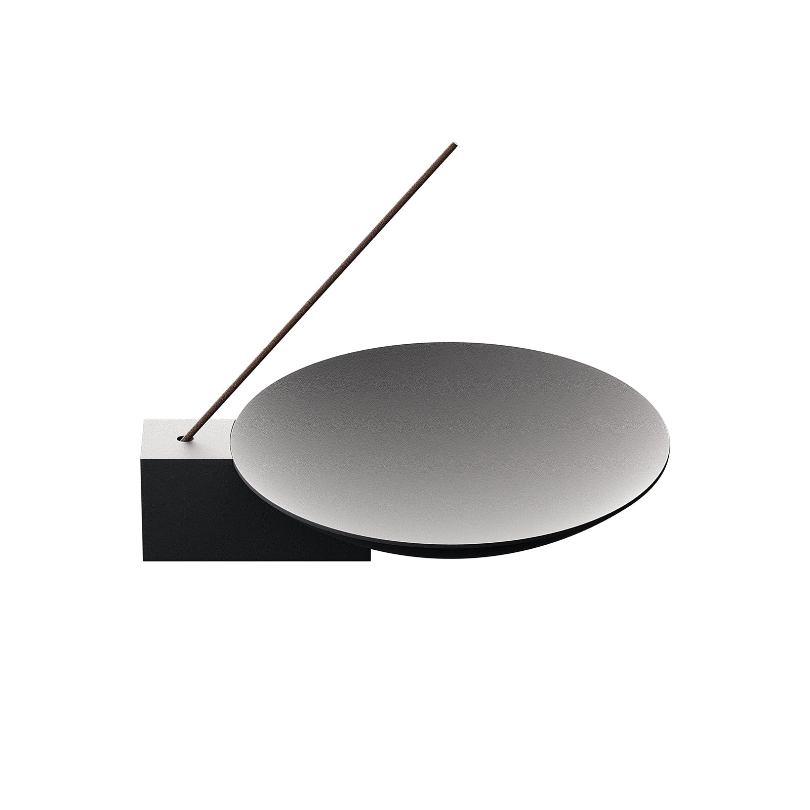 Flatlay of ASRV x Walden Block Incense Holder in grey and black, side view