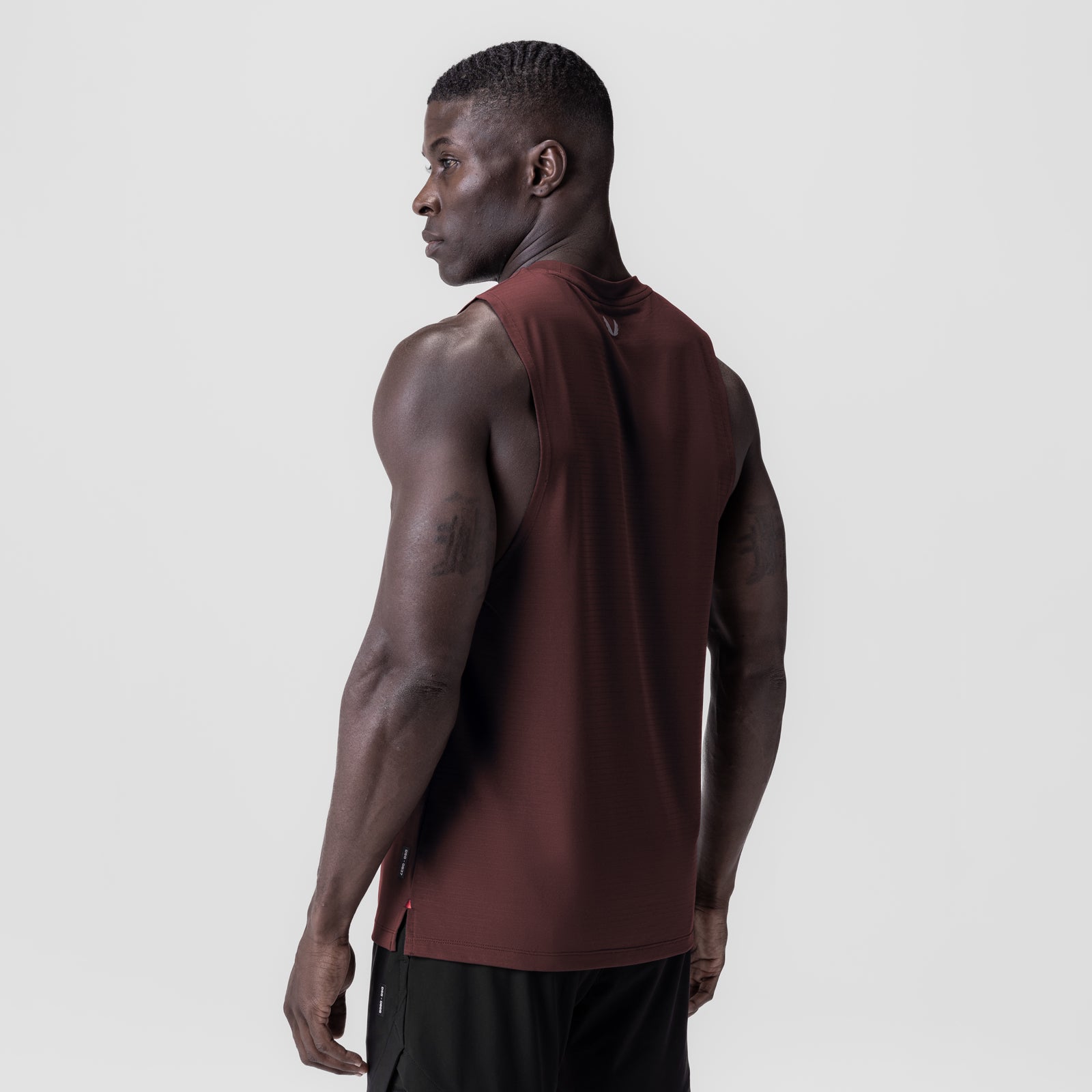 Crimson 3D-Lite® 2.0 Lycra® muscle tank on model, back view